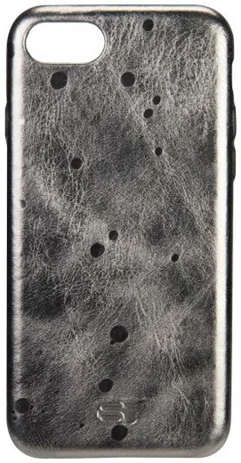 Senza Glam Apple iPhone SE (2020) Hoesje Dun Leren Back Cover Grijs afbeelding 3