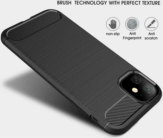 Apple iPhone 11 Geborsteld TPU Hoesje Zwart afbeelding 6