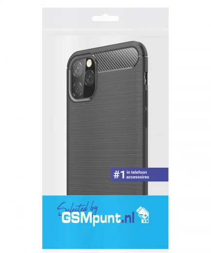 Apple iPhone 11 Pro Max Geborsteld TPU Hoesje Zwart afbeelding 2