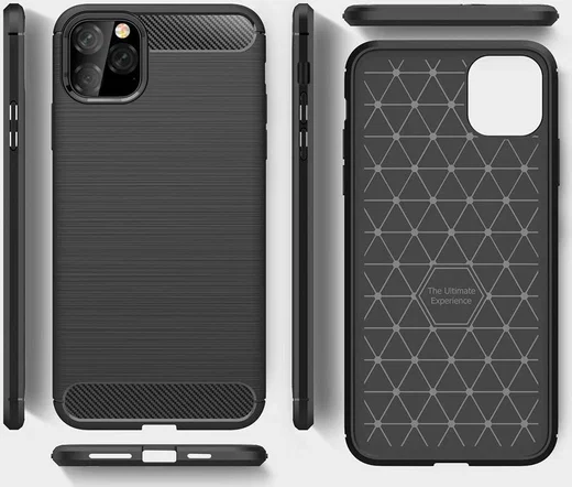 Apple iPhone 11 Pro Max Geborsteld TPU Hoesje Zwart afbeelding 7