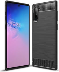 Samsung Galaxy Note 10 Geborsteld TPU Hoesje Zwart afbeelding