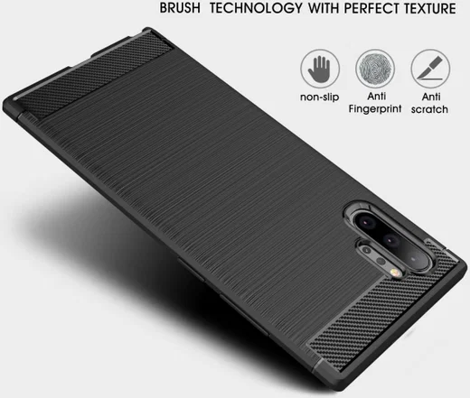 Samsung Galaxy Note 10 Plus Geborsteld TPU Hoesje Zwart afbeelding 2