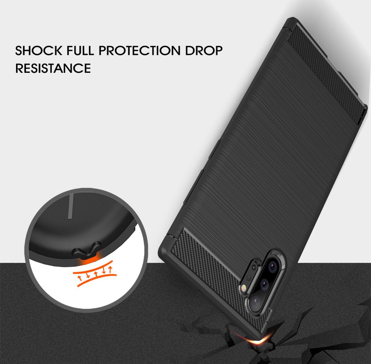 Samsung Galaxy Note 10 Plus Geborsteld TPU Hoesje Zwart afbeelding 6