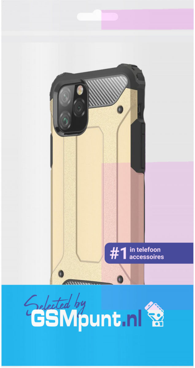 Apple IPhone 11 Pro Hoesje Shock Proof Hybride Back Cover Goud afbeelding 2