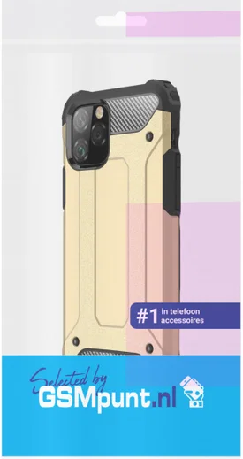 Apple IPhone 11 Pro Hoesje Shock Proof Hybride Back Cover Goud afbeelding 2