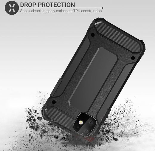 Apple iPhone 11 Hoesje Shock Proof Hybride Back Cover Zwart afbeelding 2