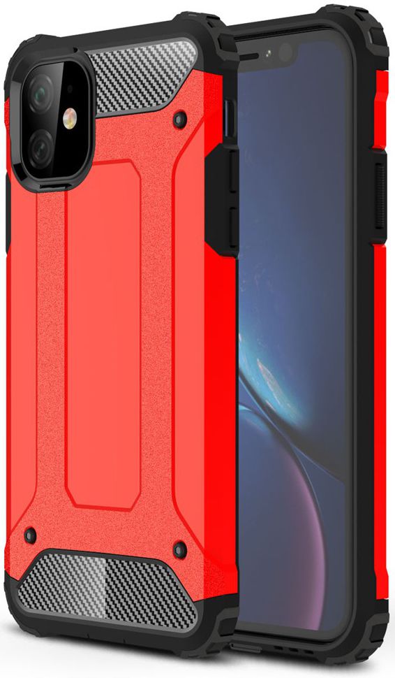 Apple IPhone 11 Hoesje Shock Proof Hybride Back Cover Rood afbeelding 1