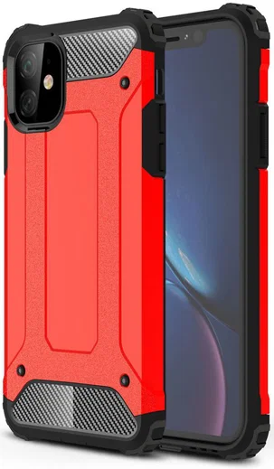 Apple IPhone 11 Hoesje Shock Proof Hybride Back Cover Rood afbeelding 1