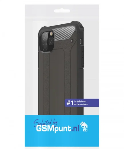 Apple iPhone 11 Pro Max Hoesje Shock Proof Hybride Back Cover Zwart afbeelding 2