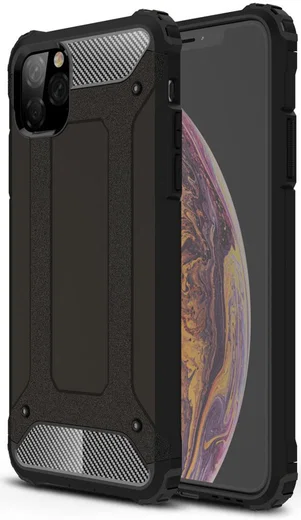 Apple iPhone 11 Pro Max Hoesje Shock Proof Hybride Back Cover Zwart afbeelding 1