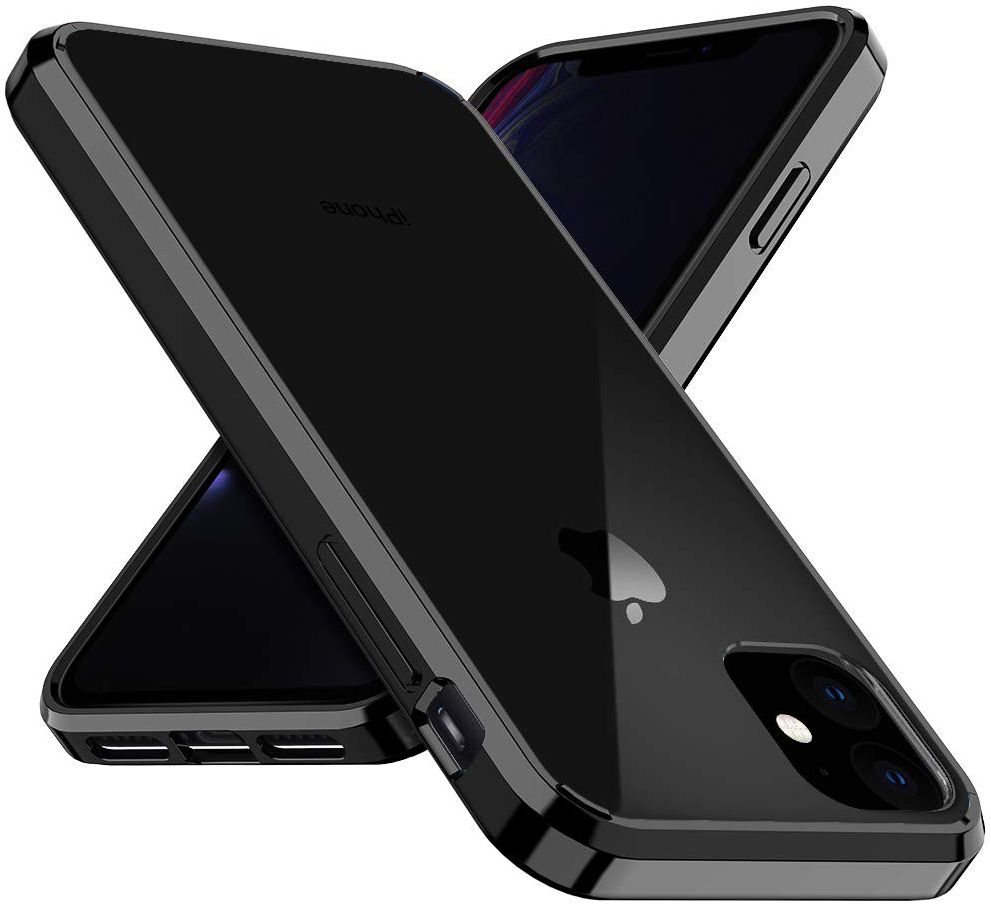 Apple iPhone 11 Hoesje Armor Back Cover Transparant/Zwart afbeelding 1