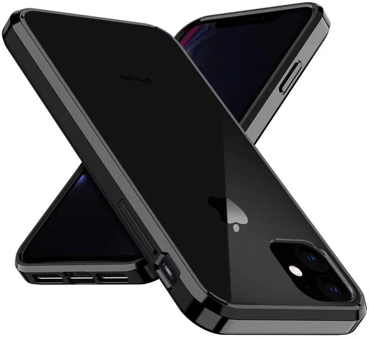 Apple iPhone 11 Hoesje Armor Back Cover Transparant/Zwart afbeelding 1