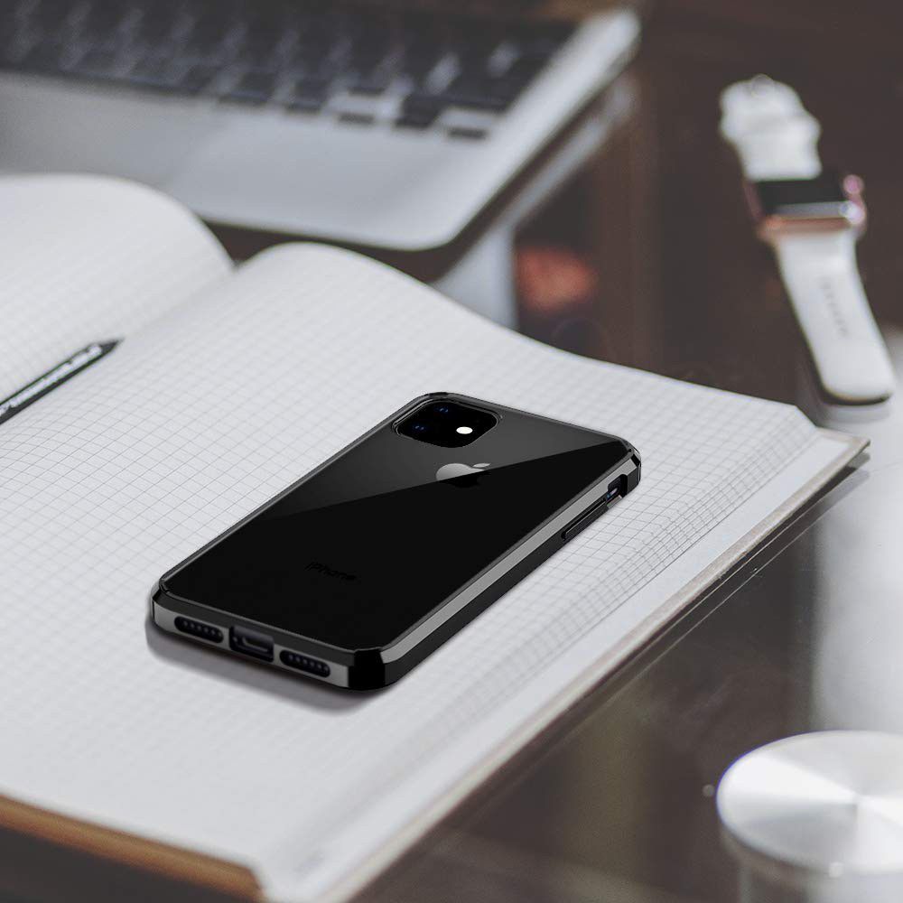 Apple iPhone 11 Hoesje Armor Back Cover Transparant/Zwart afbeelding 7