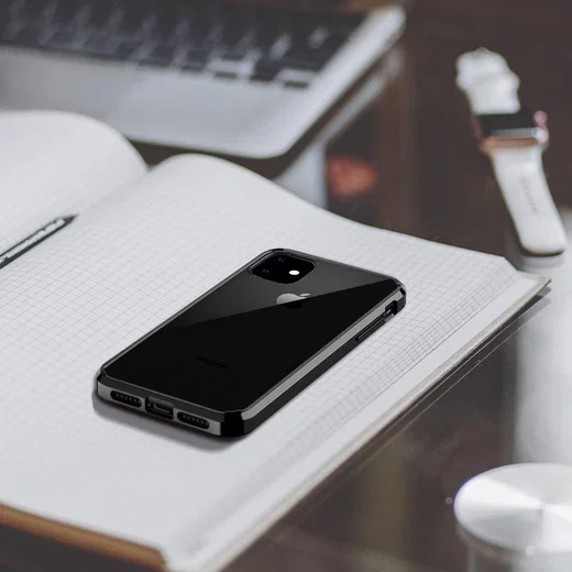 Apple iPhone 11 Hoesje Armor Back Cover Transparant/Zwart afbeelding 7