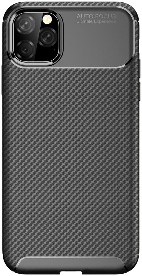 Apple iPhone 11 Pro Max Siliconen Carbon Hoesje Zwart afbeelding 6