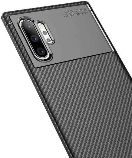 Samsung Galaxy Note 10 Plus Siliconen Carbon Hoesje Zwart afbeelding 7