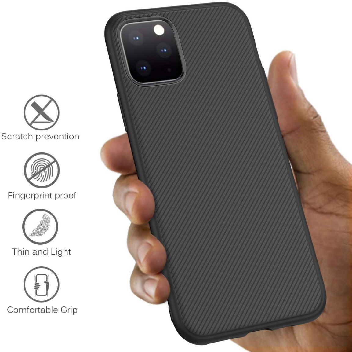 Apple iPhone 11 Pro Hoesje Twill Slim Textuur Zwart afbeelding 5