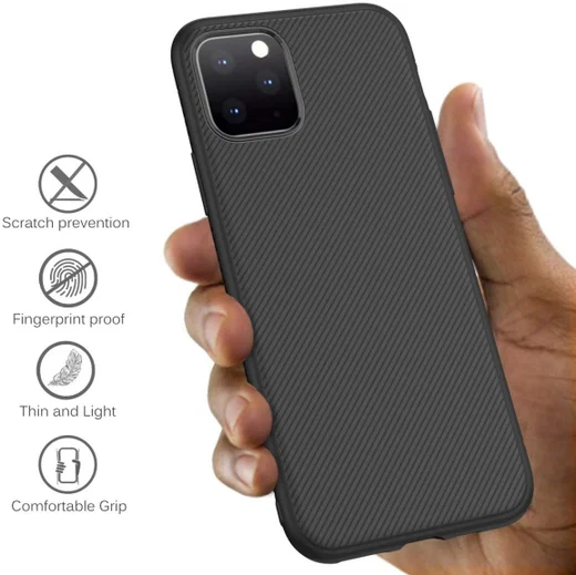 Apple iPhone 11 Pro Hoesje Twill Slim Textuur Zwart afbeelding 5