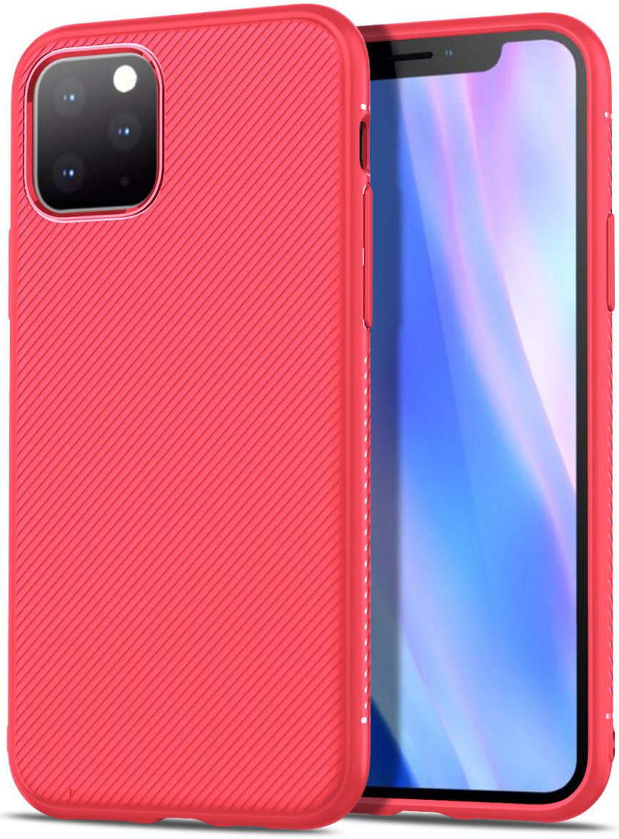 Apple iPhone 11 Pro Hoesje Twill Slim Textuur Rood afbeelding 1