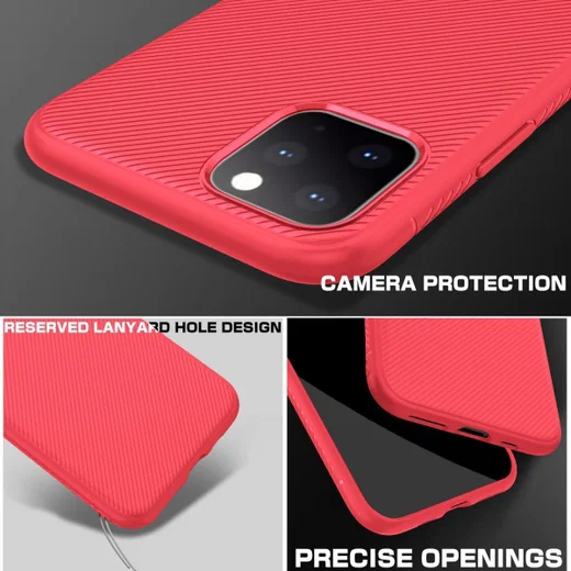 Apple iPhone 11 Pro Hoesje Twill Slim Textuur Rood afbeelding 8
