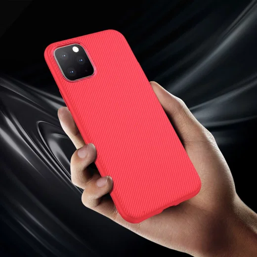 Apple iPhone 11 Pro Hoesje Twill Slim Textuur Rood afbeelding 4