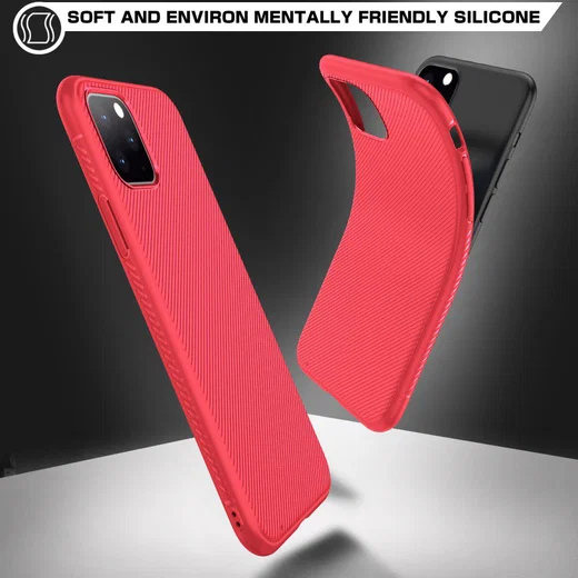 Apple iPhone 11 Pro Max Twill Slim Texture TPU Hoesje Rood afbeelding 6