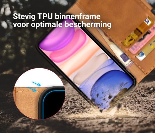 Rosso Element Apple iPhone 11 Hoesje Book Cover Lichtbruin afbeelding 6