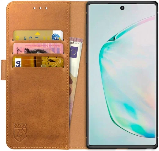Rosso Element Samsung Galaxy Note 10 Plus Hoesje Book Cover Lichtbruin afbeelding 1
