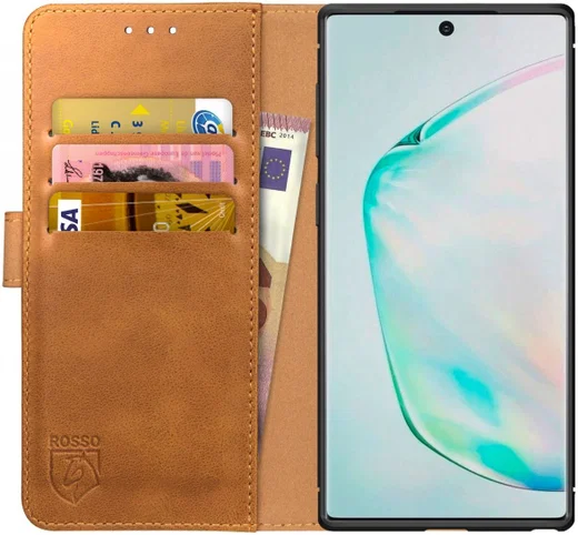 Rosso Element Samsung Galaxy Note 10 Hoesje Book Cover Lichtbruin afbeelding 1