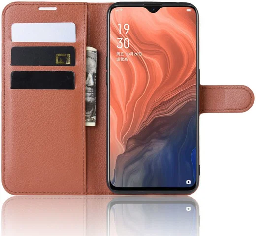 Oppo Reno Z Lychee Portemonnee Hoesje Bruin afbeelding 1