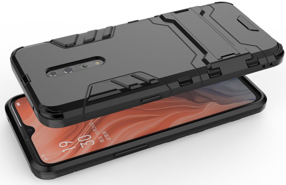 Oppo Reno Z Hybride Hoesje met Standaard Zwart afbeelding 3