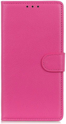 LG K40 Lychee Portemonnee Hoesje met Standaard Roze afbeelding 1
