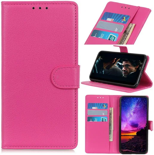 LG K40 Lychee Portemonnee Hoesje met Standaard Roze afbeelding 12