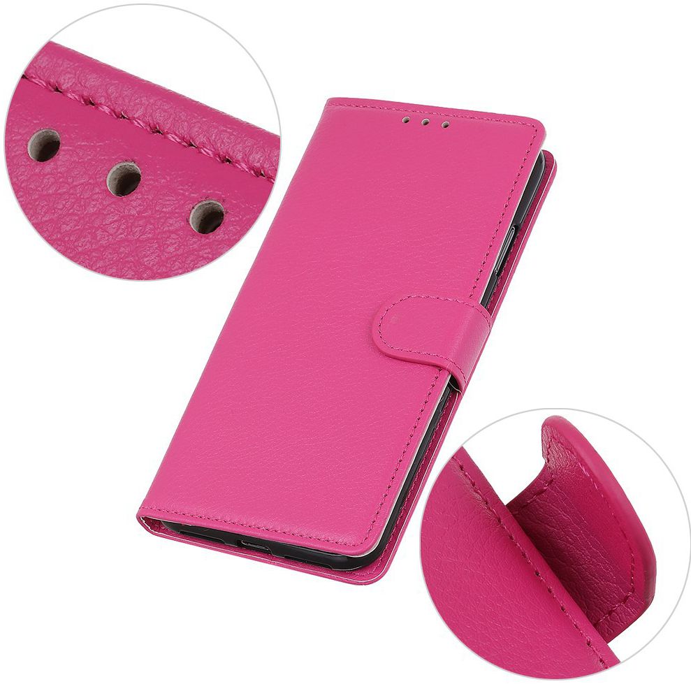LG K40 Lychee Portemonnee Hoesje met Standaard Roze afbeelding 4