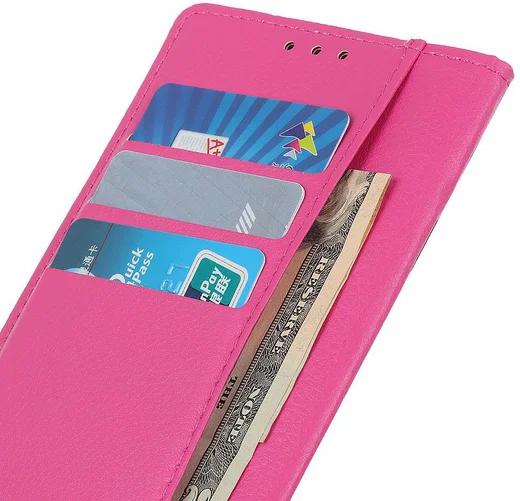 LG K40 Lychee Portemonnee Hoesje met Standaard Roze afbeelding 8