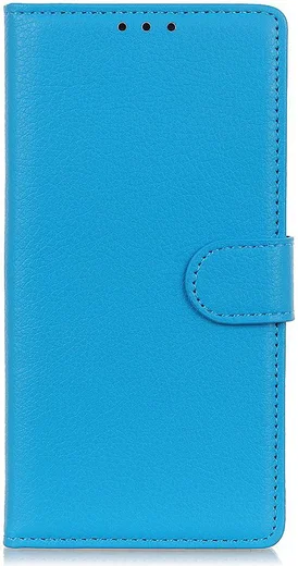 LG K40 Lychee Portemonnee Hoesje met Standaard Blauw afbeelding 1