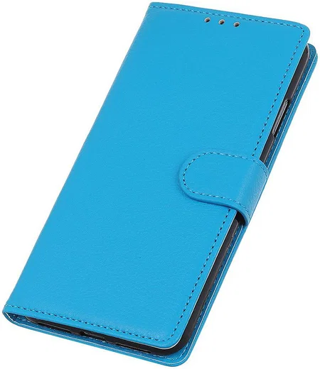 LG K40 Lychee Portemonnee Hoesje met Standaard Blauw afbeelding 5
