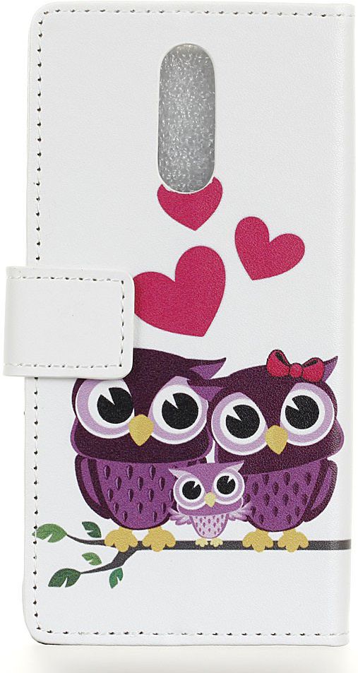 LG K40 Lederen Portemonnee Hoesje met Uil Print afbeelding 3