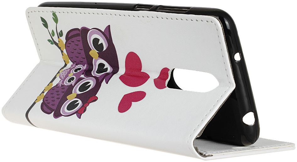 LG K40 Lederen Portemonnee Hoesje met Uil Print afbeelding 4