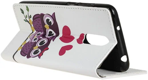 LG K40 Lederen Portemonnee Hoesje met Uil Print afbeelding 4