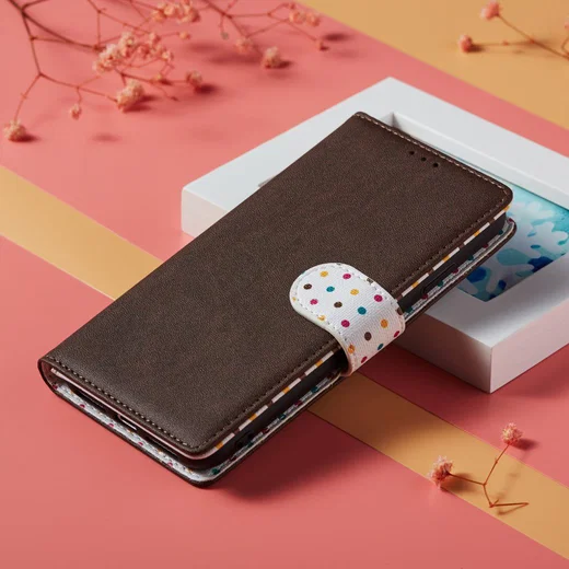 Samsung Galaxy Note 10 Plus Retro Dots Portemonnee Hoesje Bruin afbeelding 10