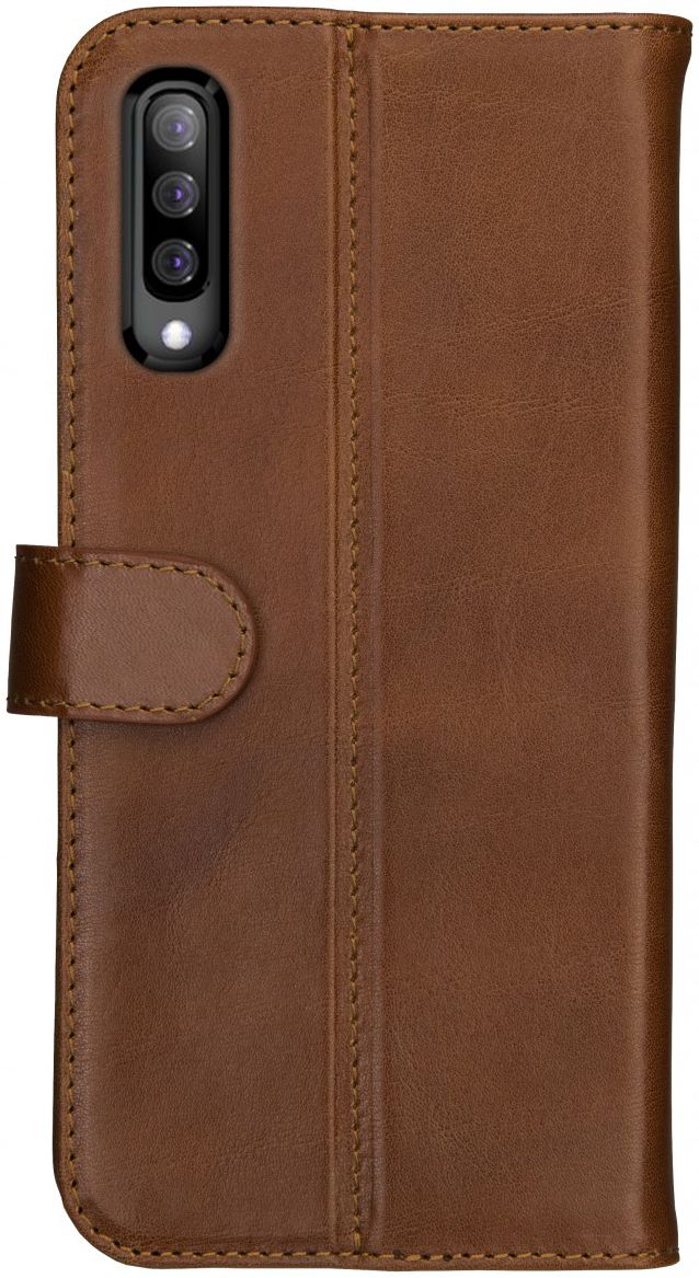 Rosso Deluxe Samsung Galaxy A70 Hoesje Echt Leer Book Case Bruin afbeelding 5