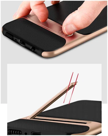 Samsung Galaxy A40 Stijlvol Hybride Kickstand Hoesje Goud afbeelding 11