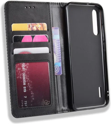 Xiaomi Mi A3 Vintage Portemonnee Hoesje Zwart afbeelding 4