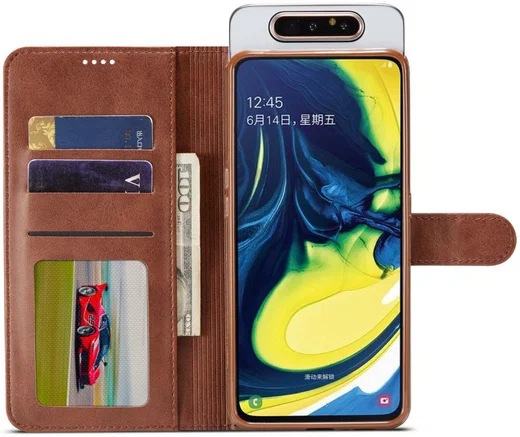 Samsung Galaxy A80 Stand Portemonnee Bookcase Hoesje Donkerbruin afbeelding 1