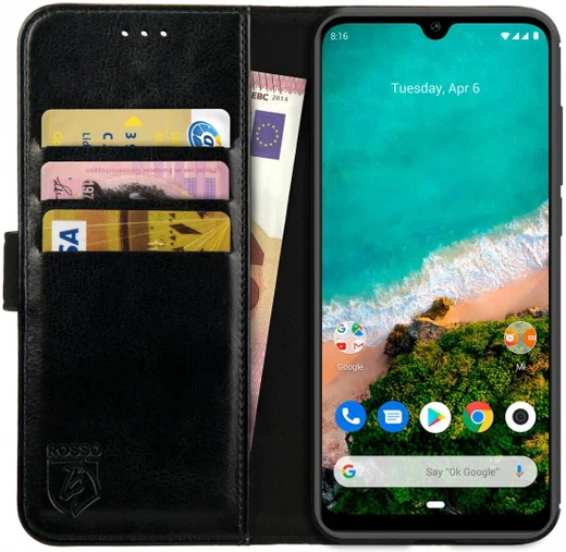 Rosso Element Xiaomi Mi A3 Hoesje Book Cover Zwart afbeelding 1