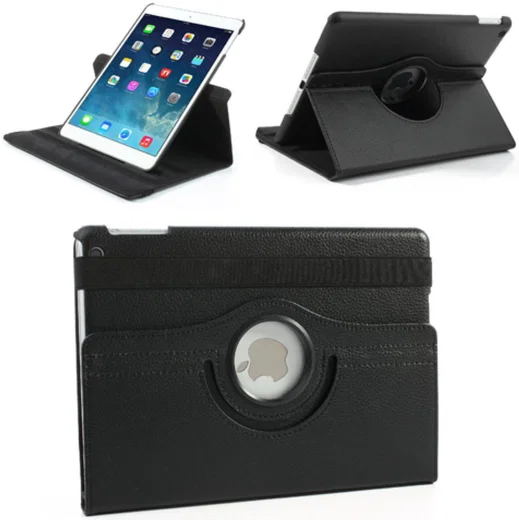 Apple iPad Air Rotary Leather Stand Cover Zwart afbeelding 2