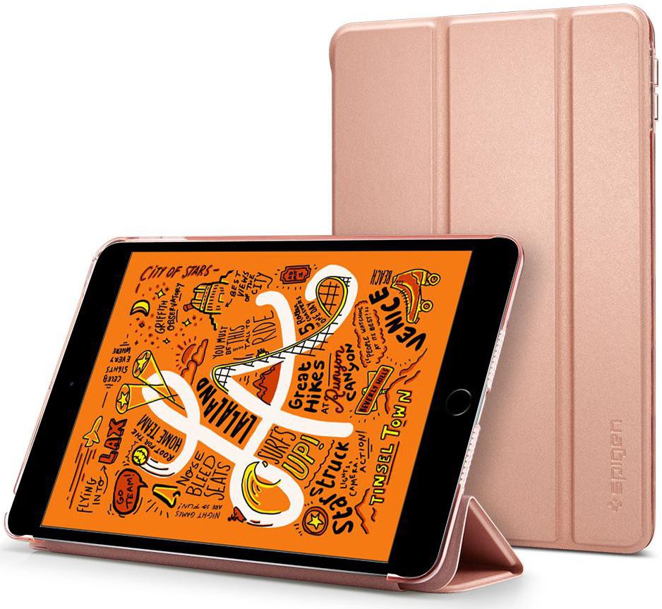 Spigen Smart Fold Hoesje met Standaard Apple iPad Mini 5 Roze Goud afbeelding 13