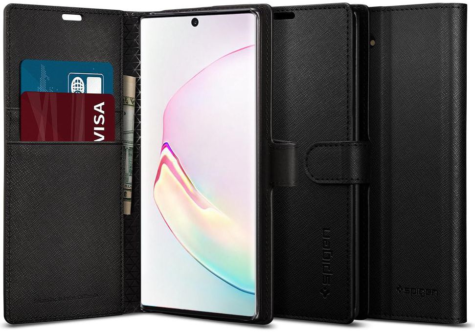 Spigen Wallet S Flip Hoesje Samsung Galaxy Note 10 Zwart afbeelding 1