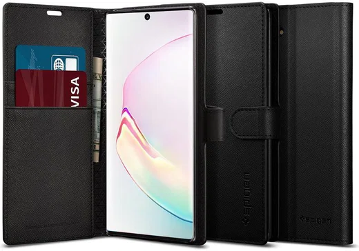 Spigen Wallet S Flip Hoesje Samsung Galaxy Note 10 Zwart afbeelding 1